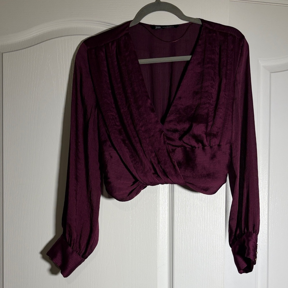 Zara Rich Purple V-Neck Top